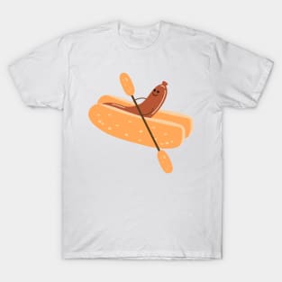 Funny sausage in a paddle boat T-Shirt